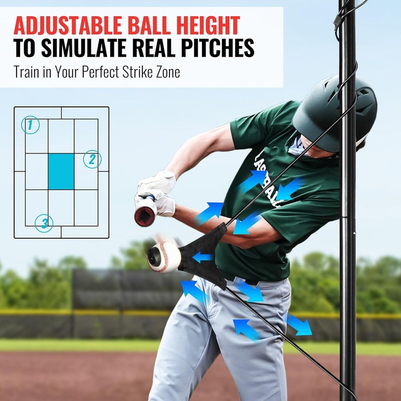 PLAYAPUT Portable Hitting Trainer For Baseball&Softball,Auto-Reset Baseball Swing Trainer With Real Ball And Stand, Adjustable Baseball Training Station,Softball Swing Trainer Solo Practice Improve Power,Speed - Image 3
